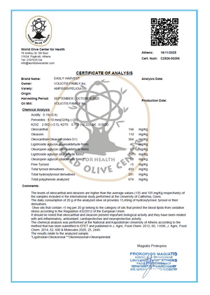 Produkto laboratorinis sertifikatas